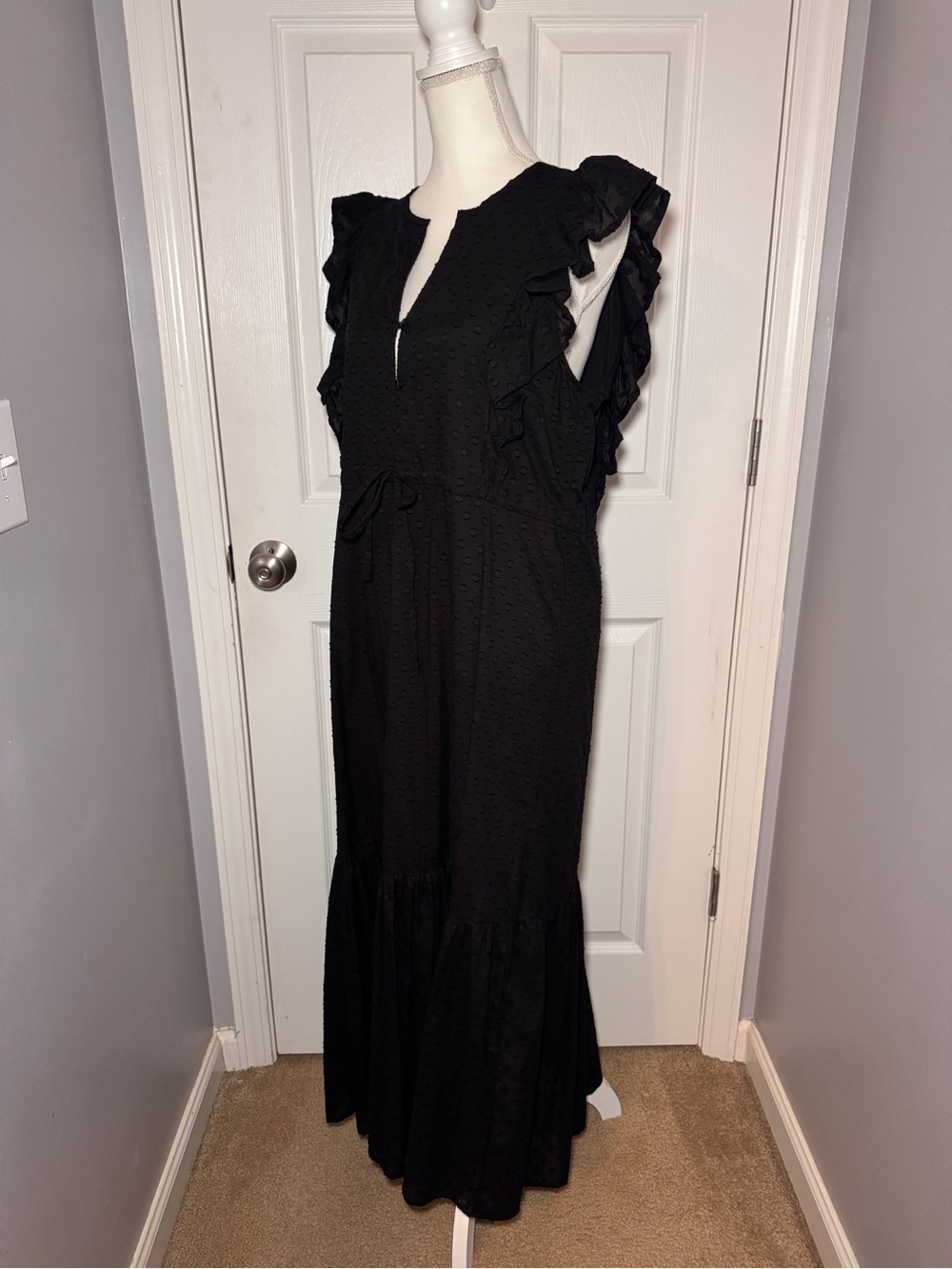 India Collection by Emerson Fry Surya - Black Swiss Dot Dress - Picture 3 of 16